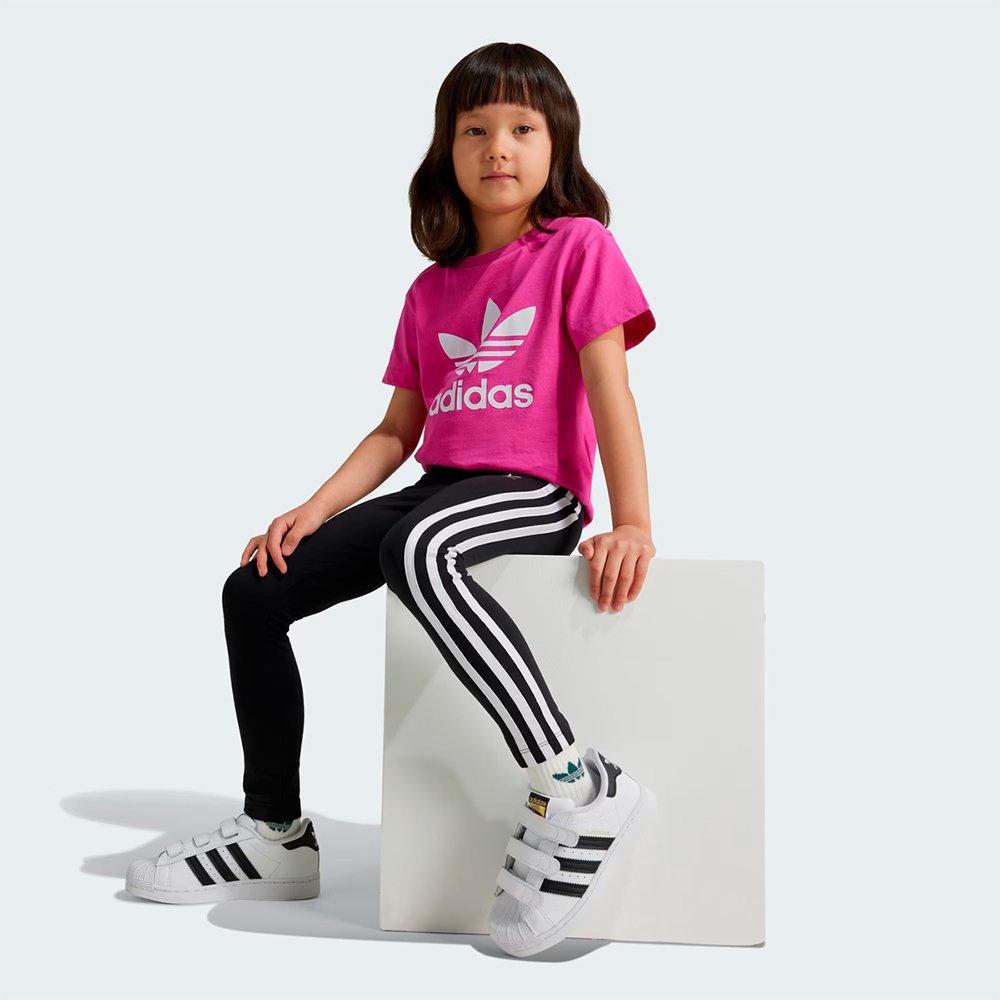 camiseta adidas adicolor trefoil infantil rosa frente