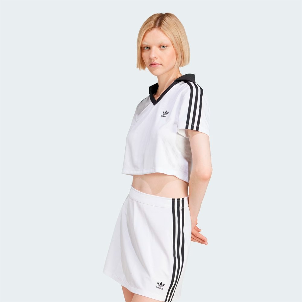 Camisa Adidas Polo Cropped Gola V Adicolor Football Jacquard | P85