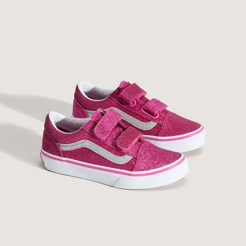 tenis vans old skool kids glitter rasp raspberry rose infantil v1001100192