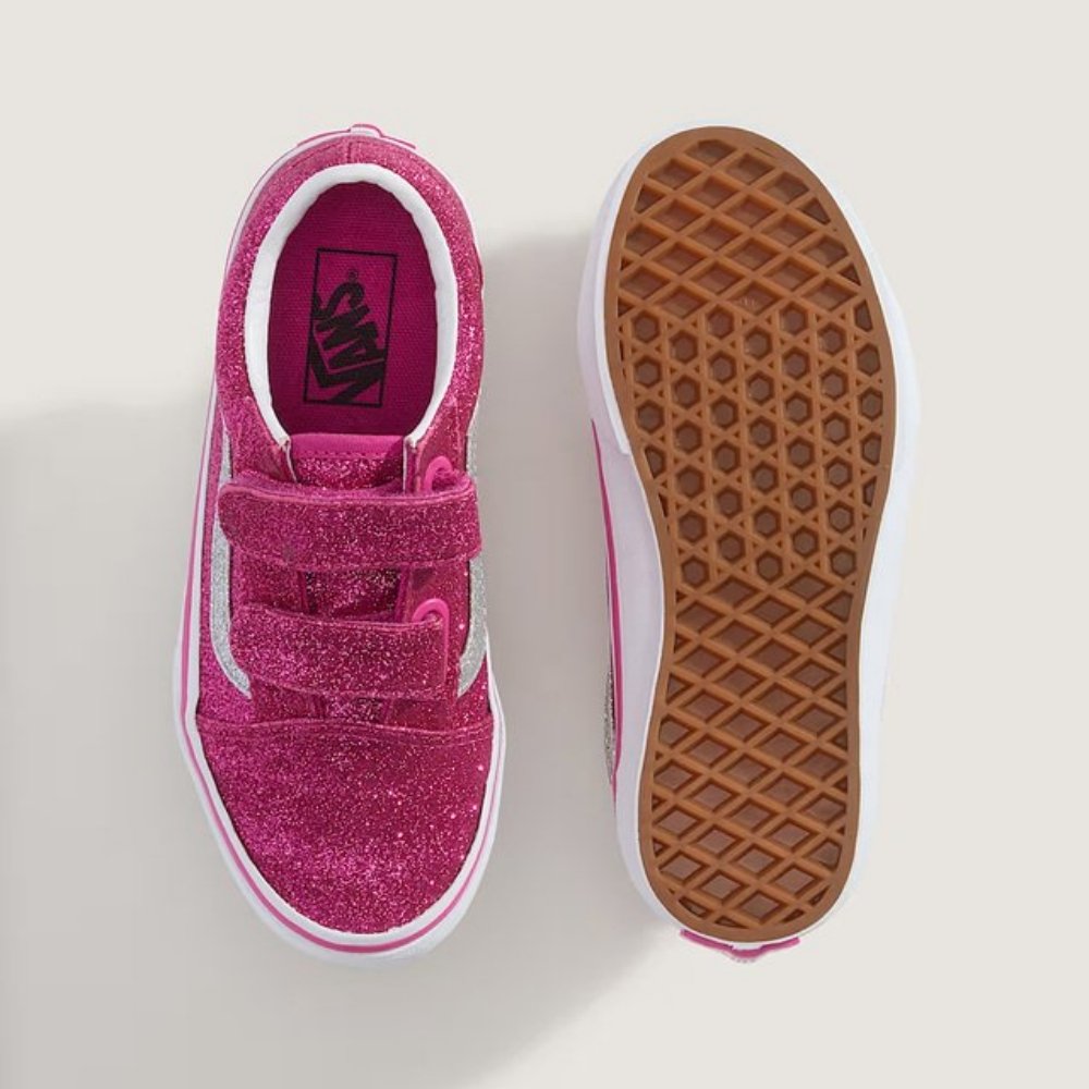 tenis vans old skool kids glitter rasp raspberry rose infantil v1001100193