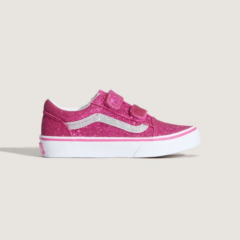 tenis vans old skool kids glitter rasp raspberry rose infantil v1001100195