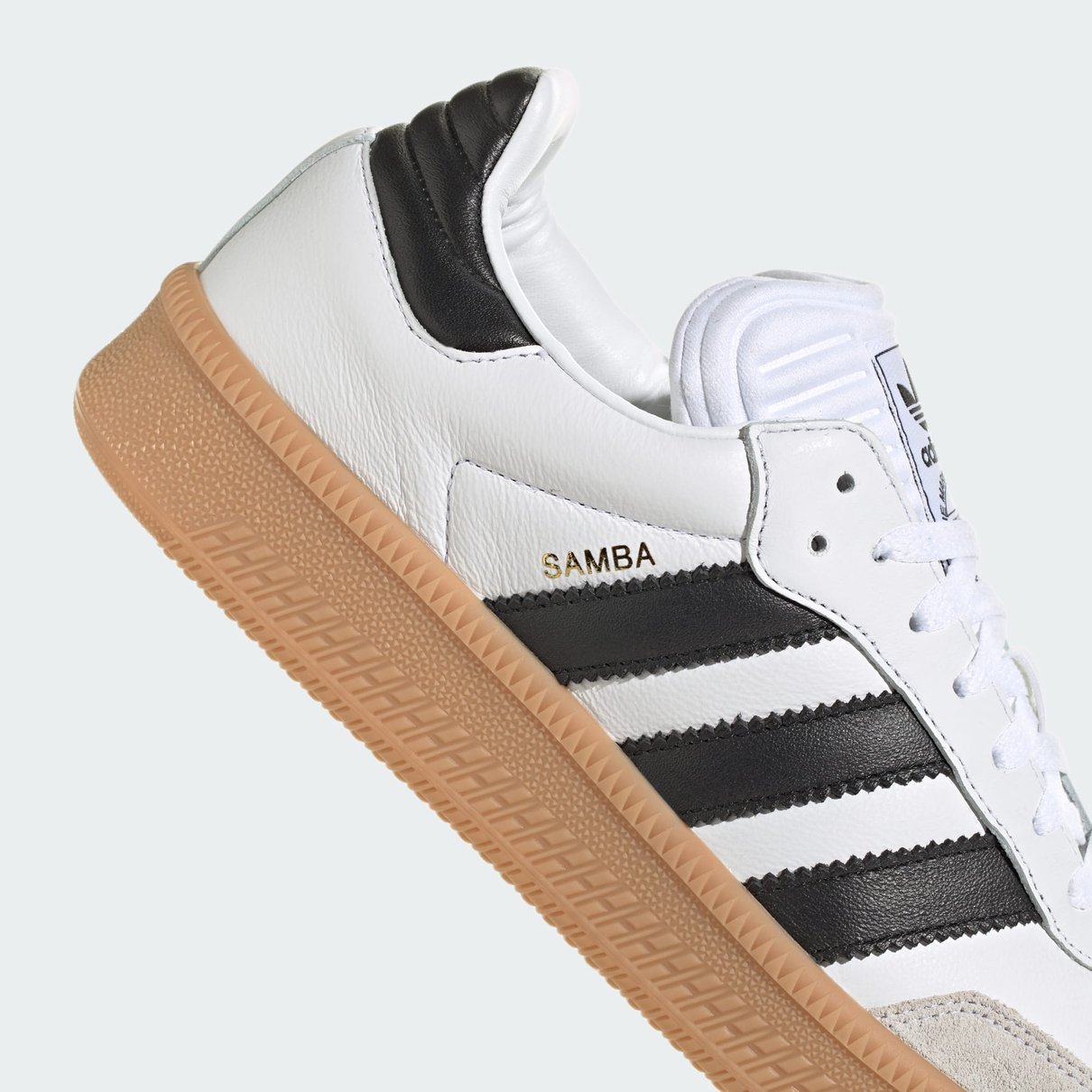tenis adidas samba xlg branco detalhes