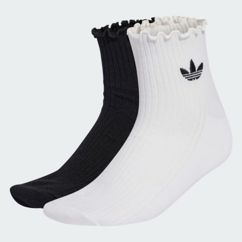 meias adidas cano alto babado preto e branco 1