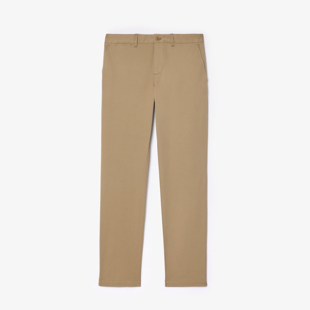 calca lacoste chino gabardine slim bege 3