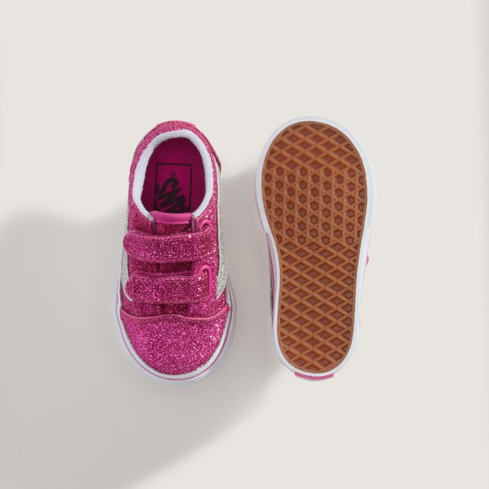 tenis vans old skool kids glitter rasp raspberry pink 1