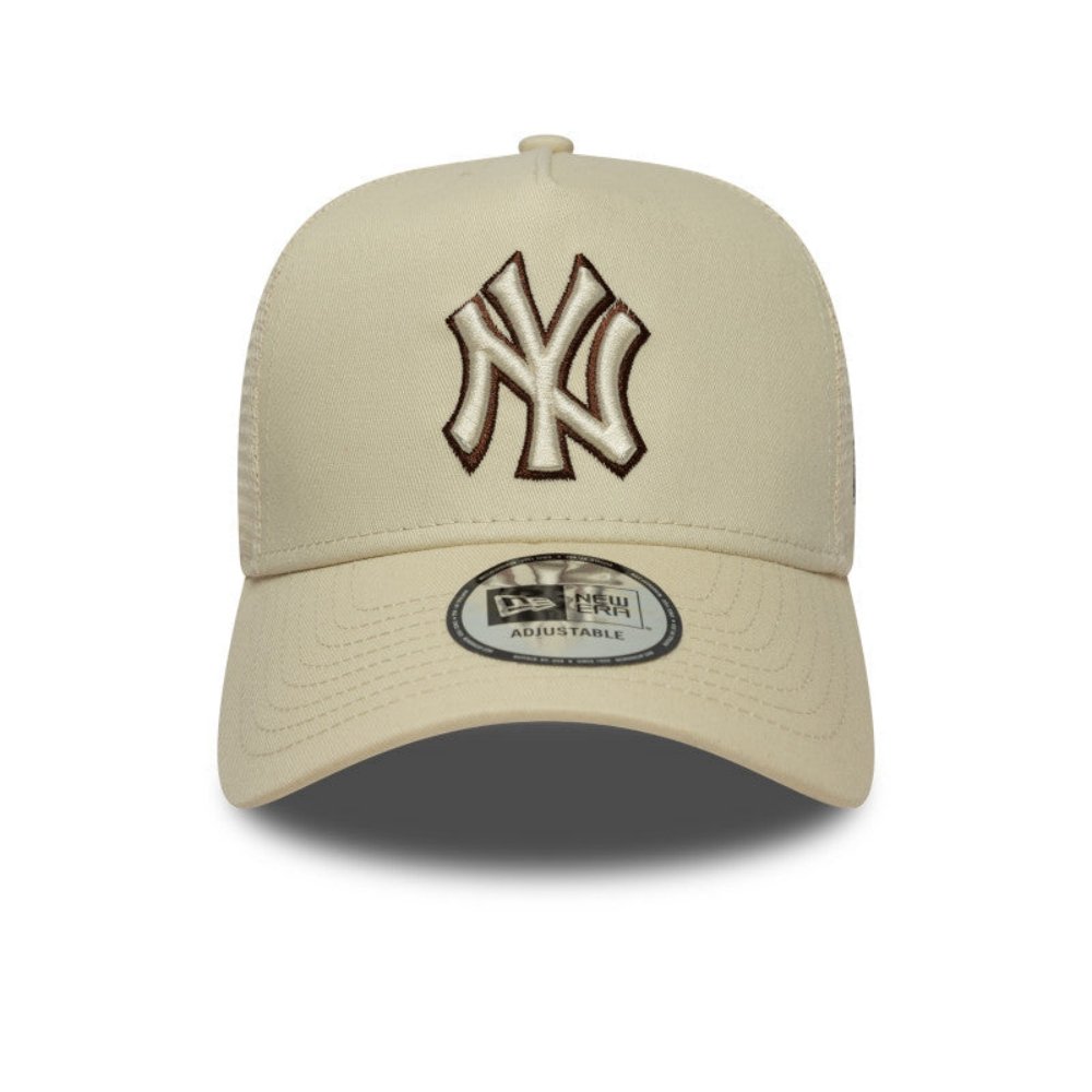 bone new era 9forty a frame trucker new york yankees bege traseiro
