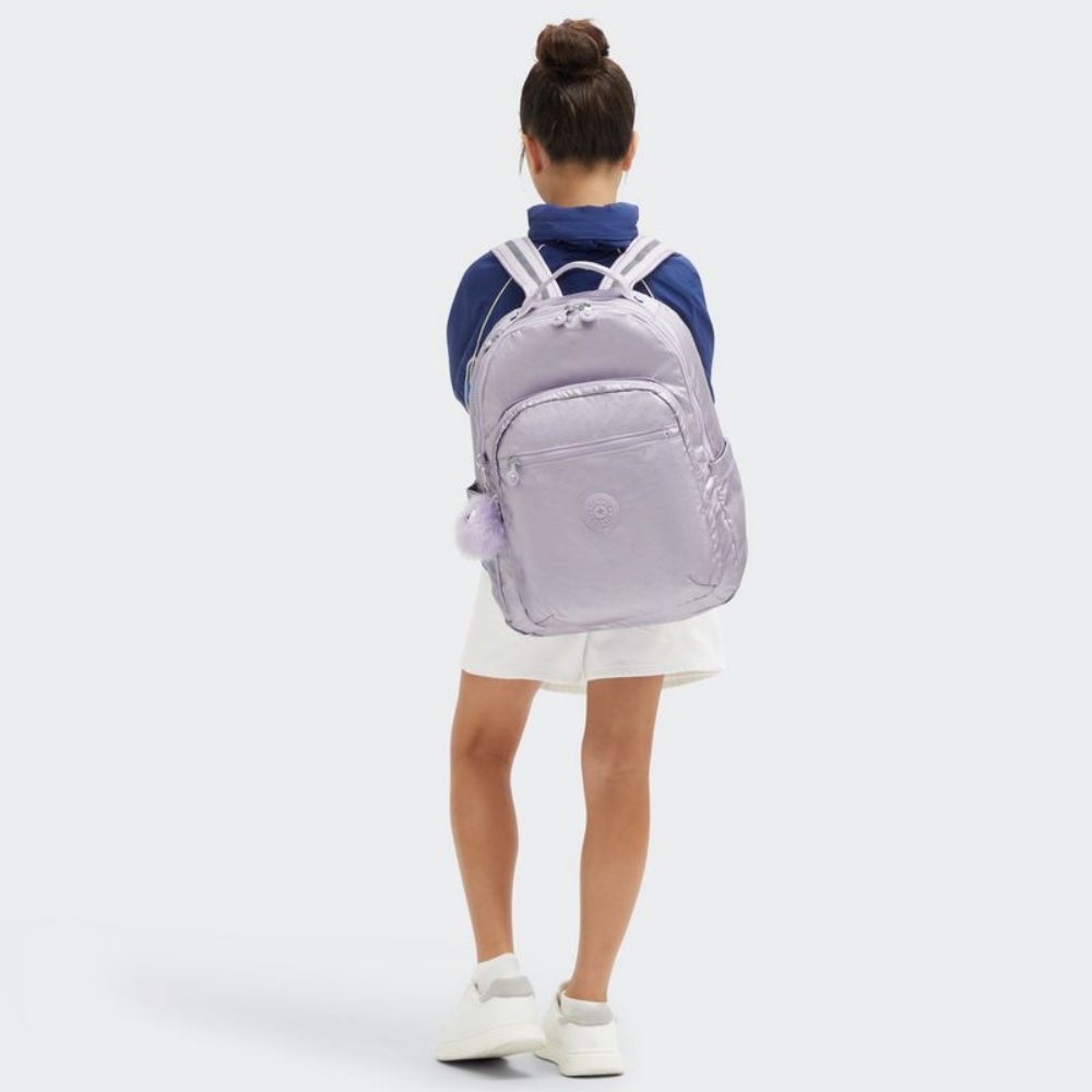 mochila kipling seoul lilas lateral