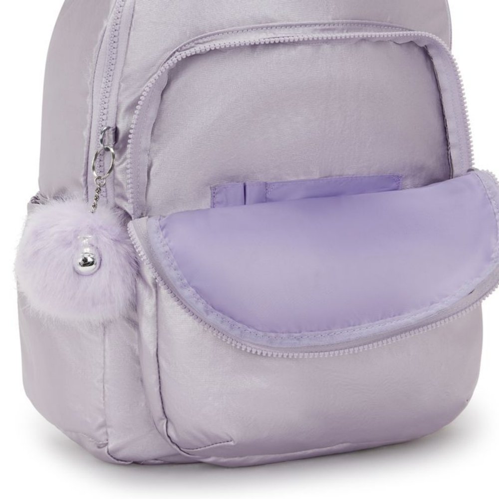 mochila kipling seoul lilas detalhe