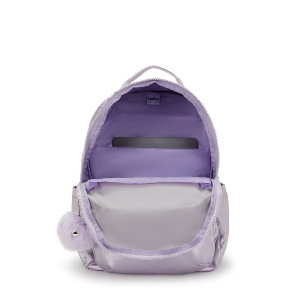 mochila kipling seoul lilas frente
