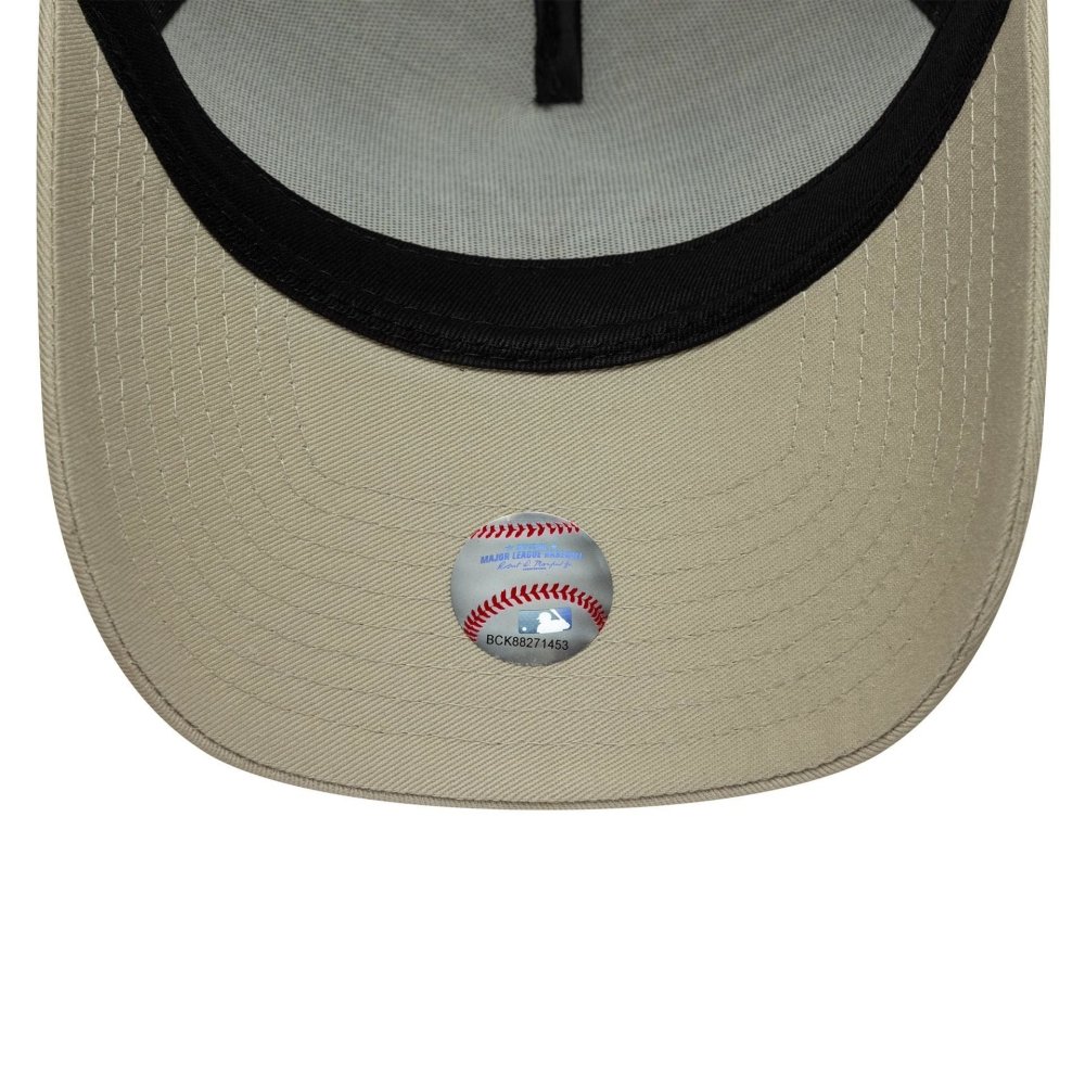 bone new era new york yankees mlb 9forty a-frame trucker bege frente