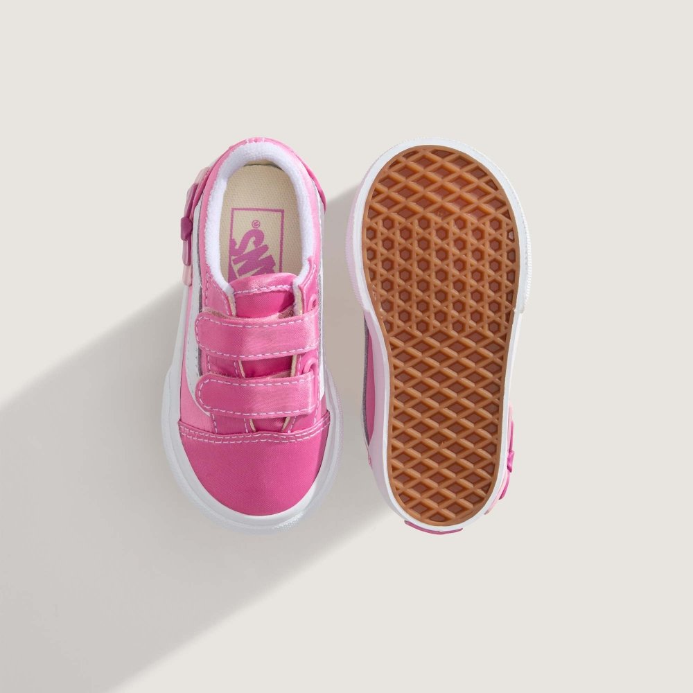 tenis vans old skool v infantil rosa frente