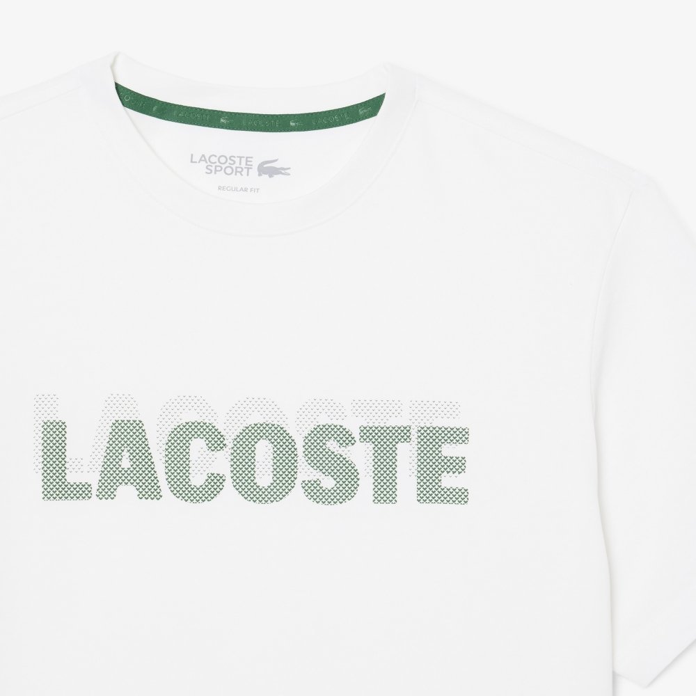 camiseta lacoste esportiva ultra dry estampa grafica branca 1