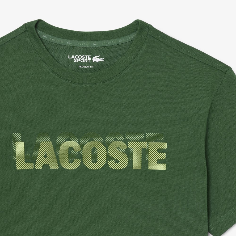 camiseta lacoste esportiva ultra dry estampa grafica verde 1