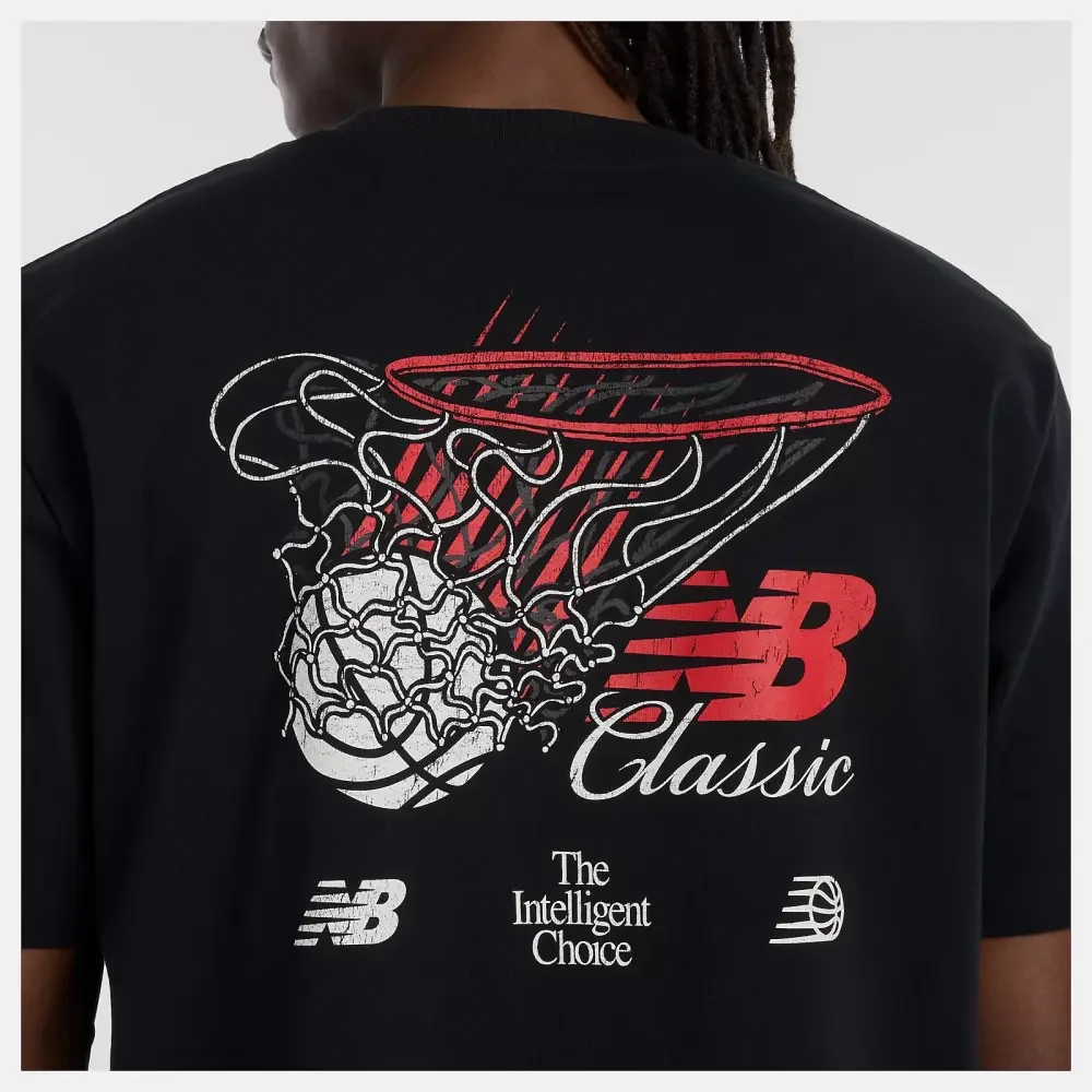 camiseta new balance hoops classic preta frente