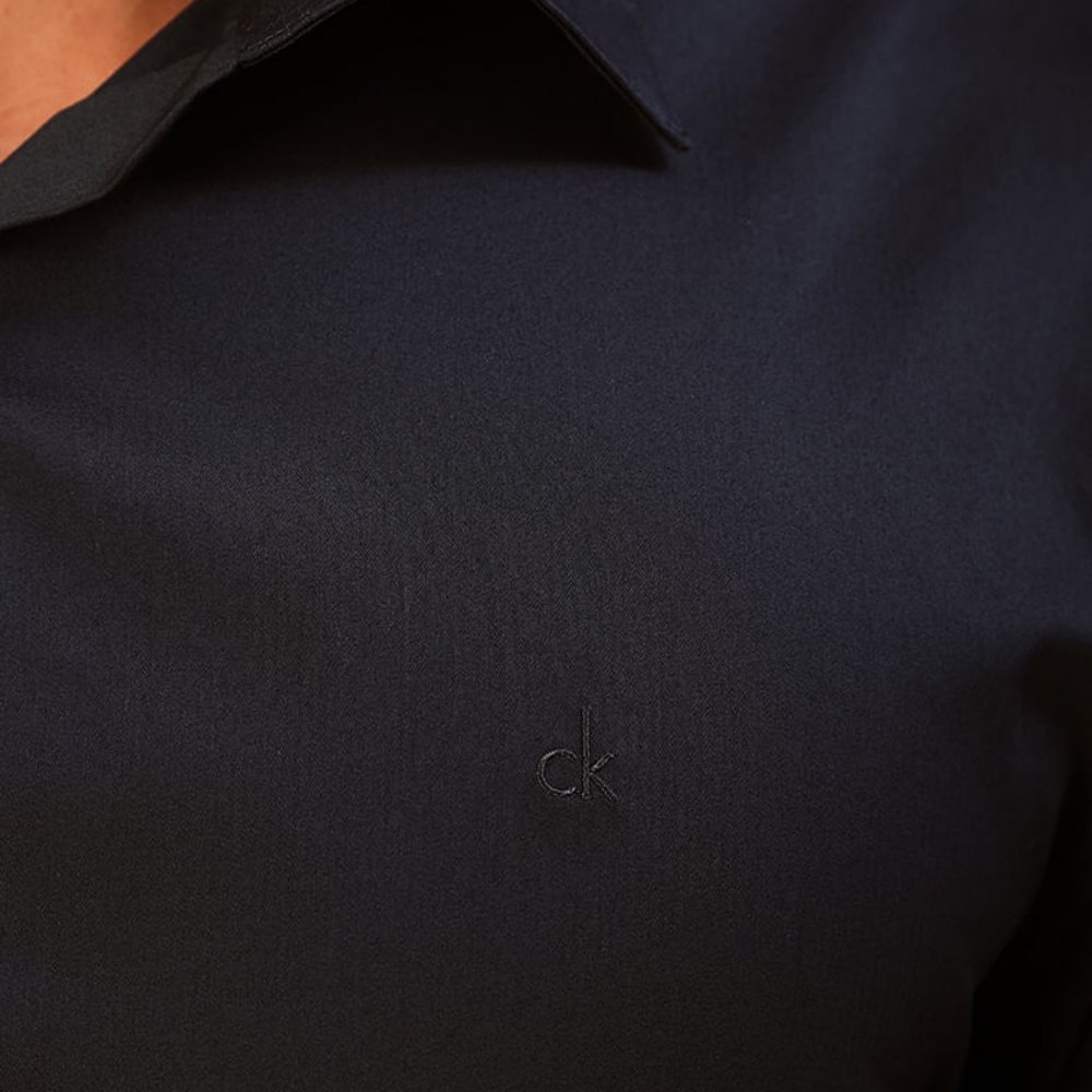 camisa calvin klein manga longa slim basica marinho 2