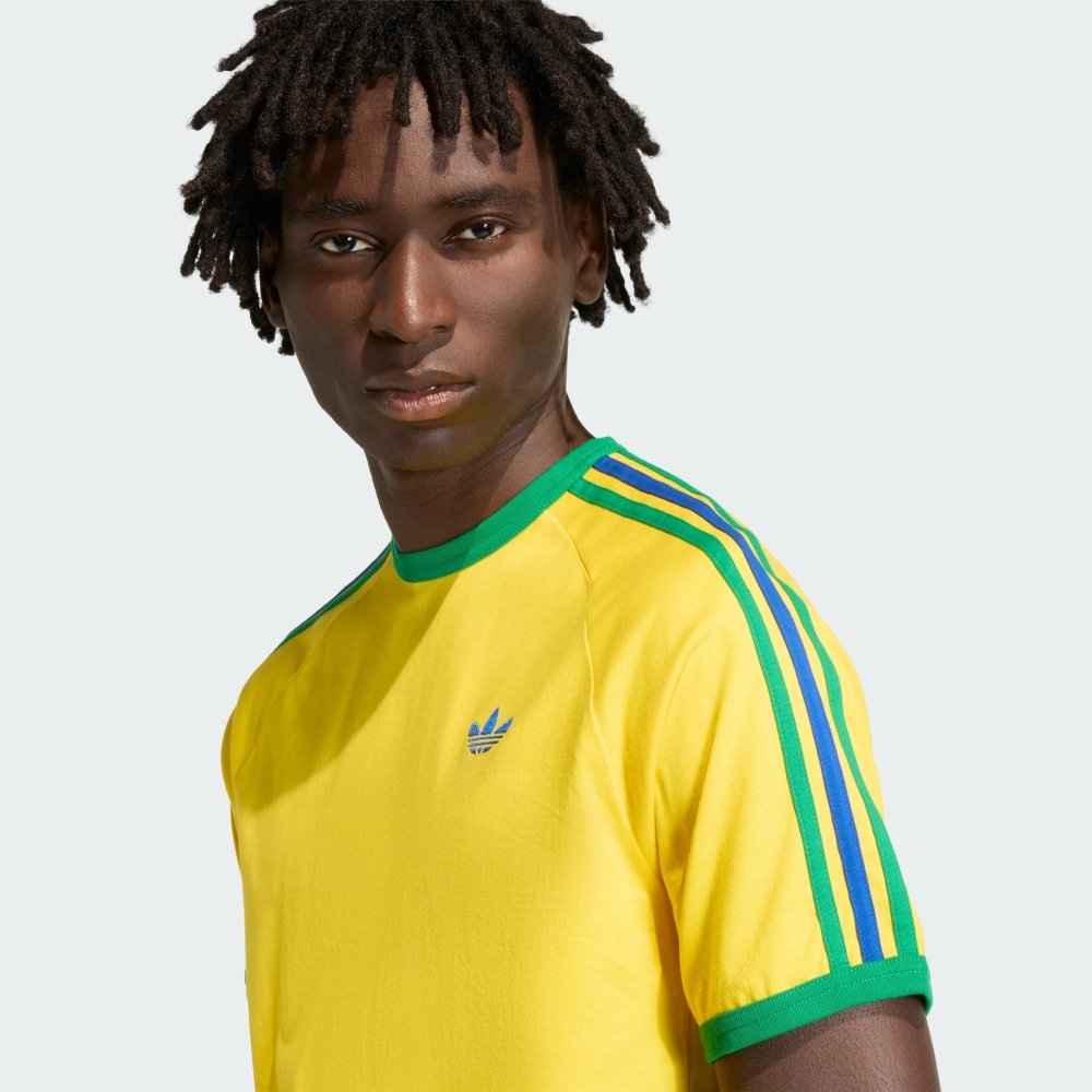 camiseta adidas tres listras amarelo 2
