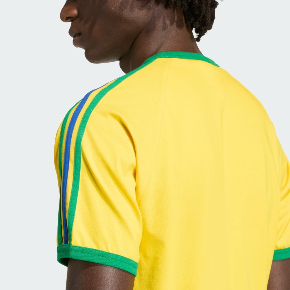 camiseta adidas tres listras amarelo 1