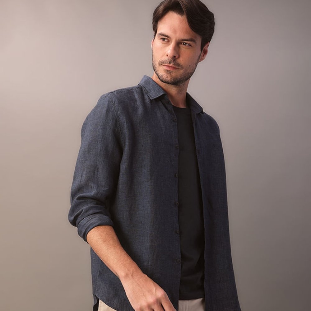 camiseta calvin klein meia malha cksm108 marinho 2