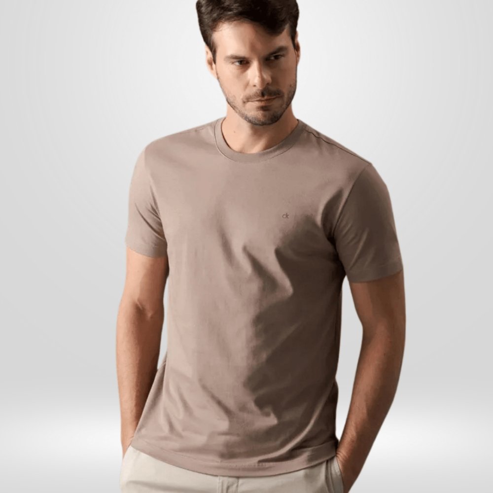 camiseta calvin klein meia malha cksm108 bege5