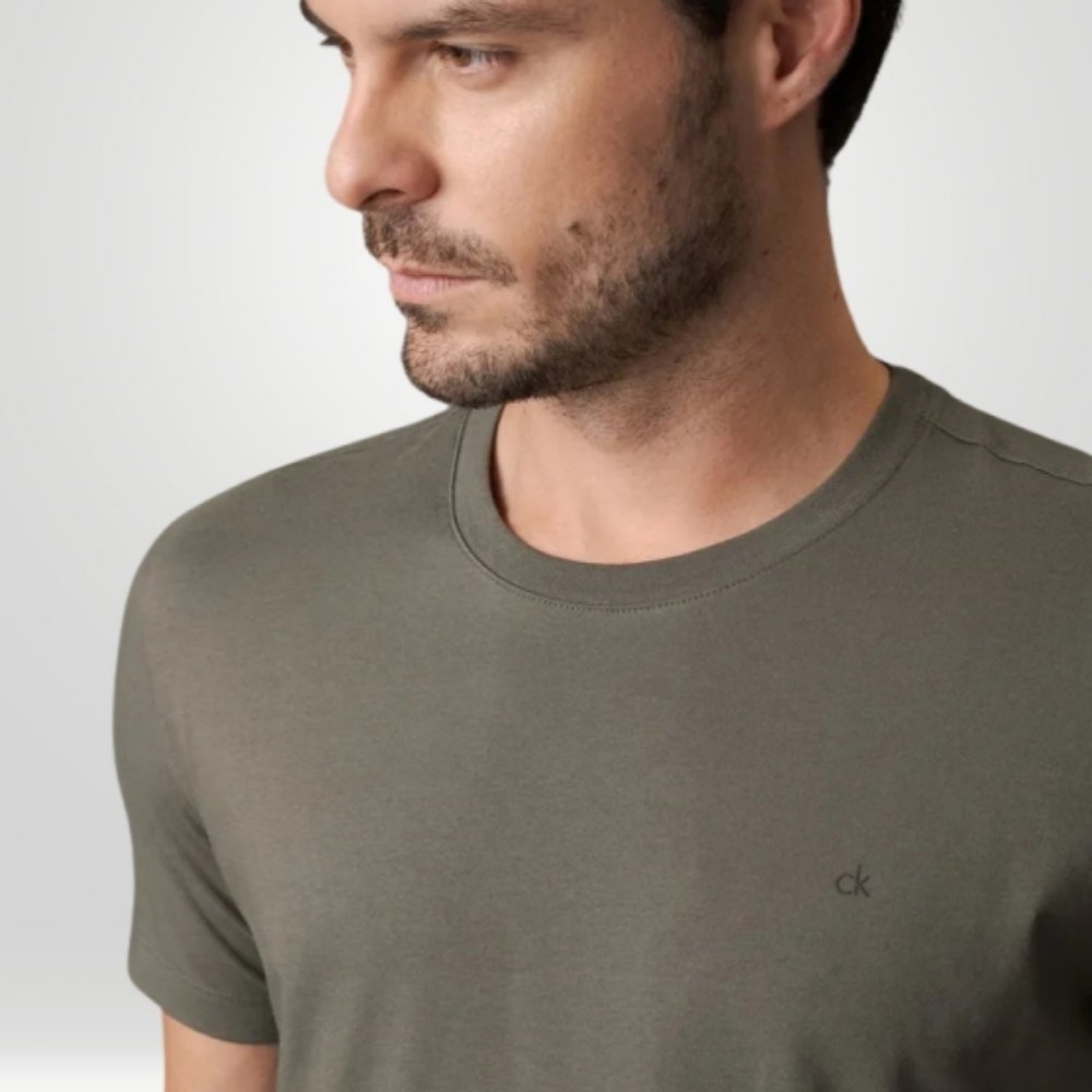 camiseta calvin klein meia malha cksm108 verde1