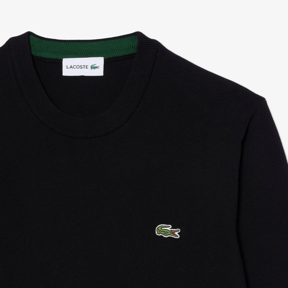 sueter lacoste gola redonda preto 2