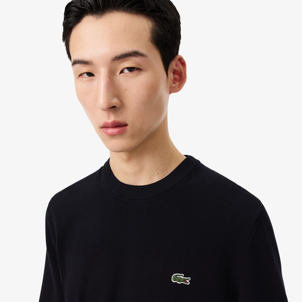 sueter lacoste gola redonda preto 1