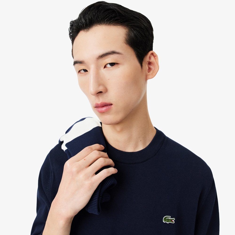 sueter lacoste gola redonda marinho 1