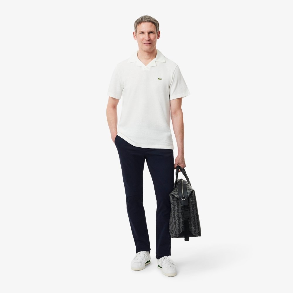 calca lacoste chino sarja slim fit marinho 2
