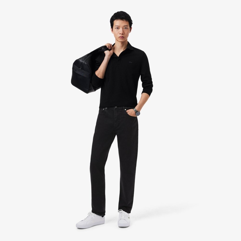 calca lacoste jeans slim fit indigo preto 3
